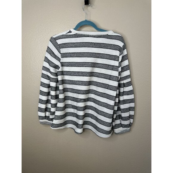 Style & Co Womens Black Striped Sweater Small Long sleeve balloon pullover round - Picture 5 of 7